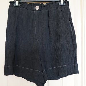 Zara Crinkle High/elastic waist Black Shorts with Pockets Size M